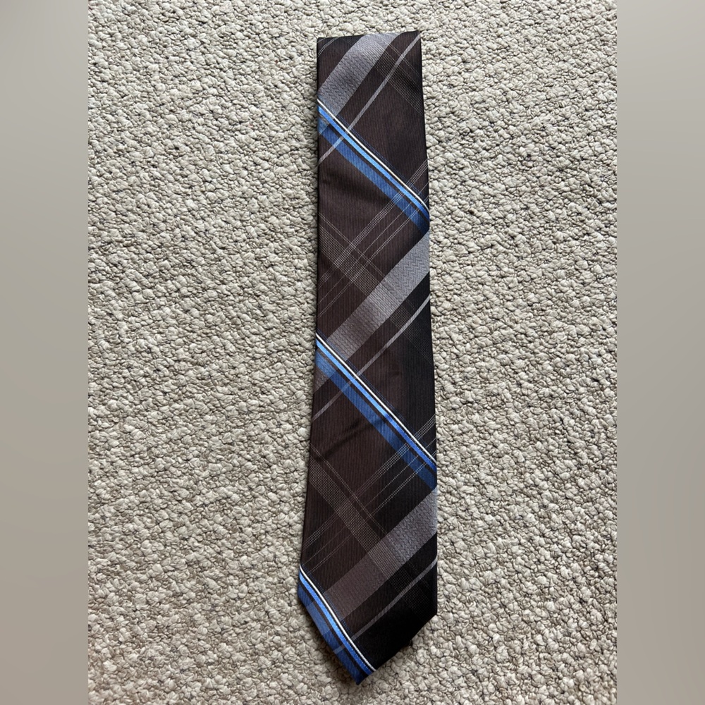 Michael Kors Brown and Blue Checkered Tie